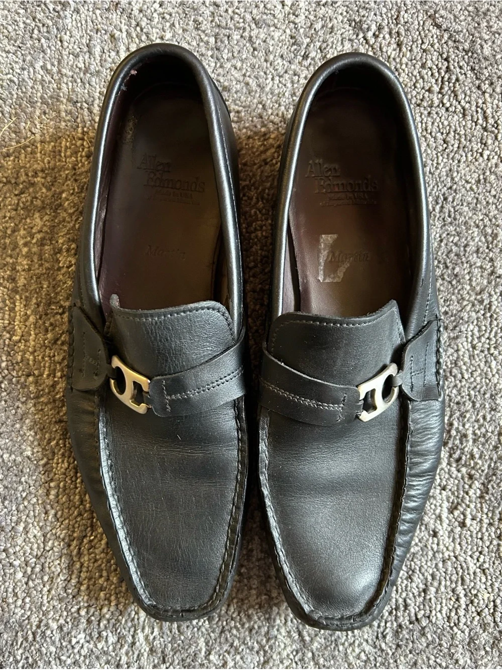Allen Edmonds Black Leather Bit Slip-On Loafers